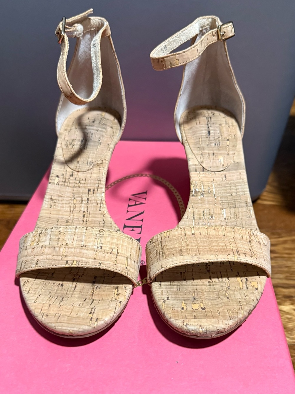 Vaneli Natural Cork Monir Wedge Sandals Sz 5